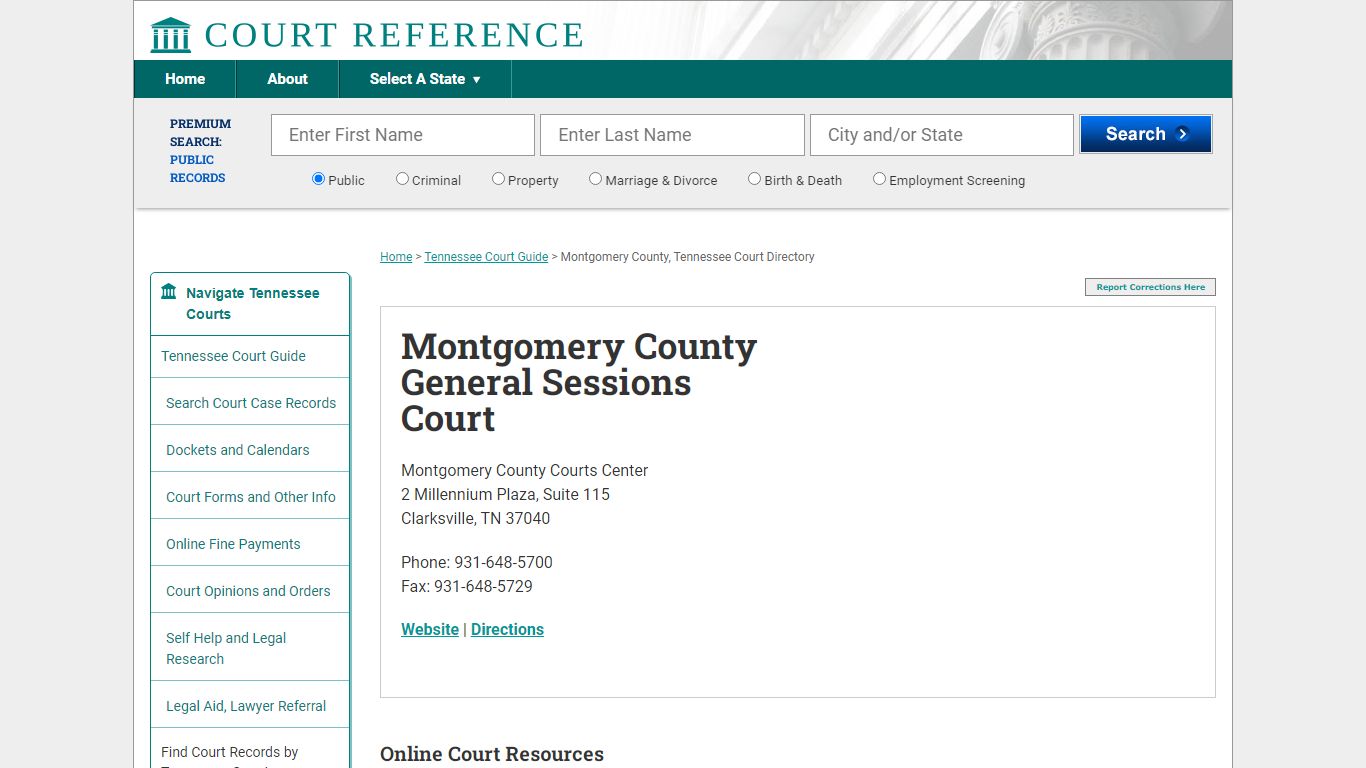 Montgomery County General Sessions Court - CourtReference.com